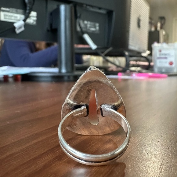 Striped Pink Agate & Sterling Silver 925 Ring, Size 9 - Picture 9 of 10